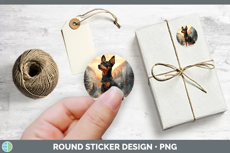 Winter Dogs Miniature Pinscher Stickers | Round Labels Desig