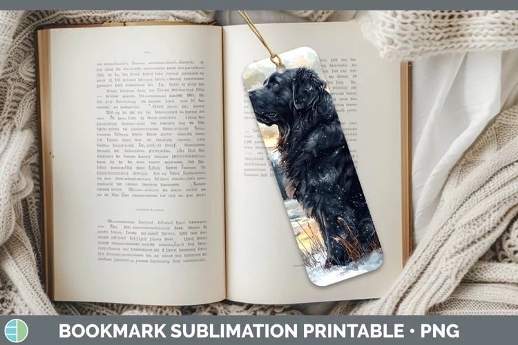 Winter Dogs Newfoundland Bookmark Sublimation Printable Desi