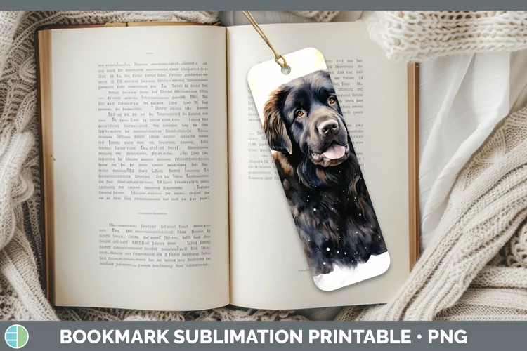 Winter Dogs Newfoundland Bookmark Sublimation Printable Desi