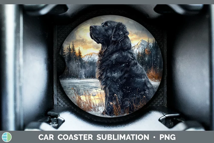Winter Dogs Newfoundland Car Coaster Sublimation Coaster Des