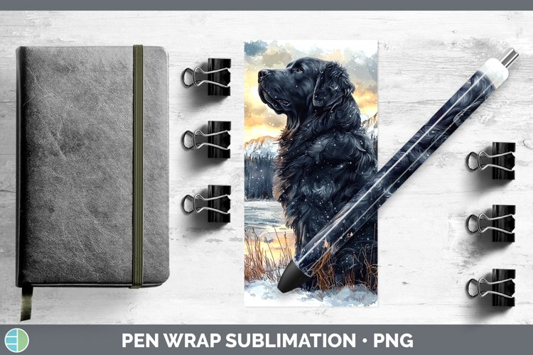 Winter Dogs Newfoundland Pen Wrap Sublimation Epoxy Pen Desi