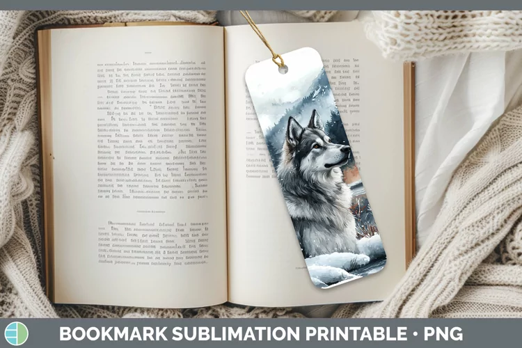 Winter Dogs Norwegian Elkhound Dog Bookmark Sublimation Prin