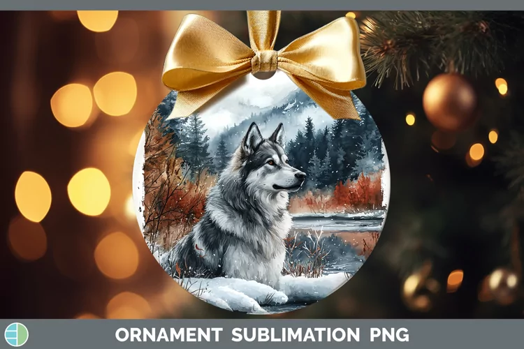 Winter Dogs Norwegian Elkhound Dog Ornament Sublimation Baub