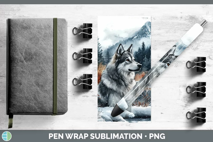 Winter Dogs Norwegian Elkhound Dog Pen Wrap Sublimation Epox