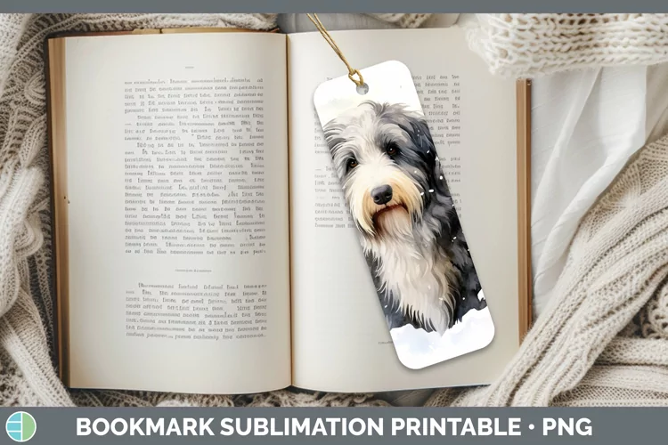Winter Dogs Old English Sheepdog Bookmark Sublimation Printa