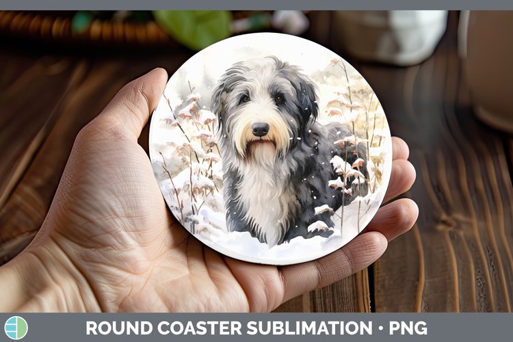 GorgeousWinter Dogs Round Coaster design.