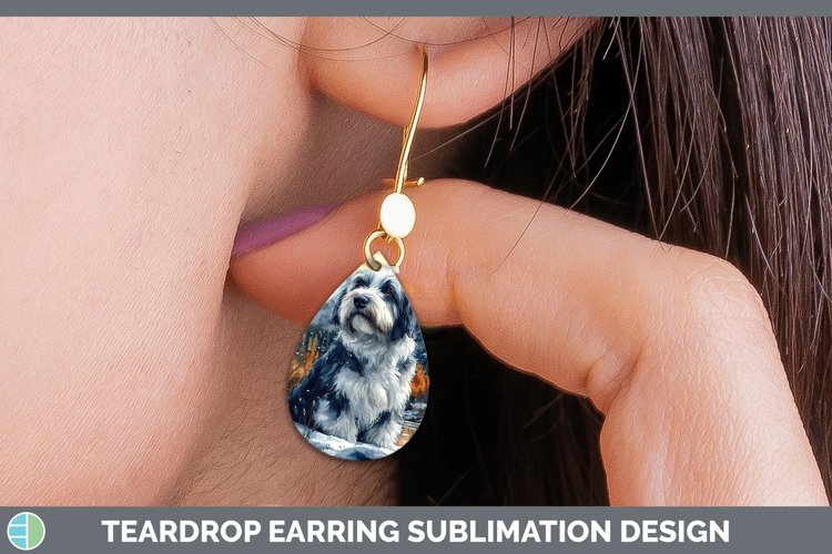 GorgeousWinter Dogs Teardrop Earrings design.