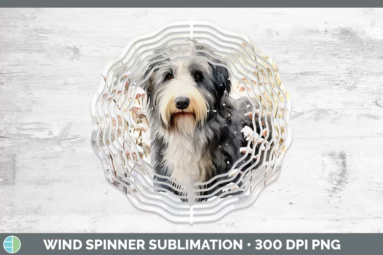 Winter Dogs Old English Sheepdog Wind Spinner Sublimation Sp