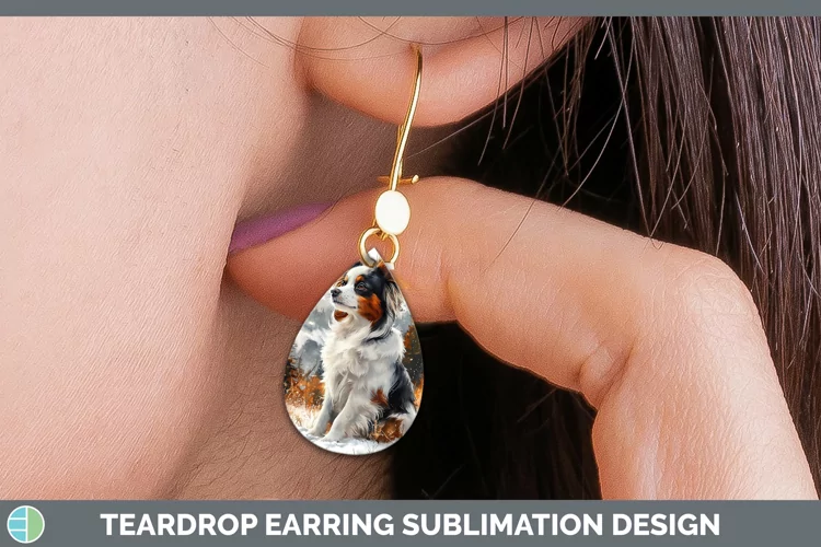 Winter Dogs Papillon Dog Teardrop Earrings Sublimation Earri