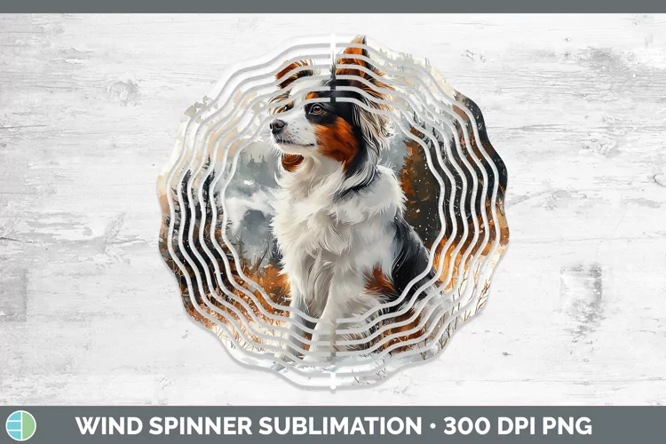 Winter Dogs Papillon Dog Wind Spinner Sublimation Spinner De