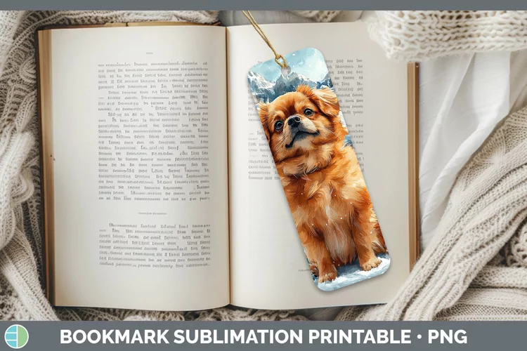 Winter Dogs Pekingese Bookmark Sublimation Printable Designs