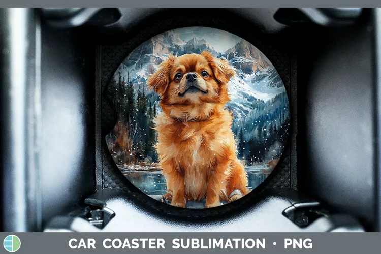 Winter Dogs Pekingese Car Coaster Sublimation Coaster Design
