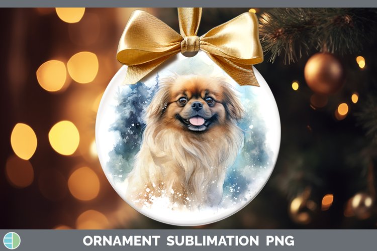 Winter Dogs Pekingese Ornament Sublimation Bauble Designs