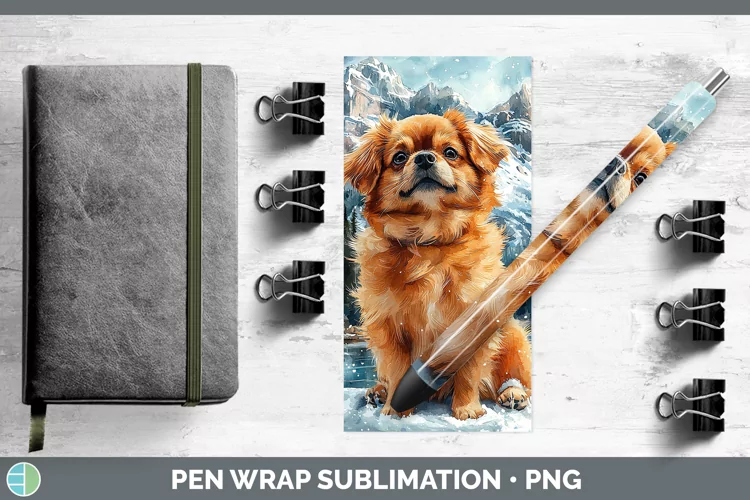 Winter Dogs Pekingese Pen Wrap Sublimation Epoxy Pen Designs