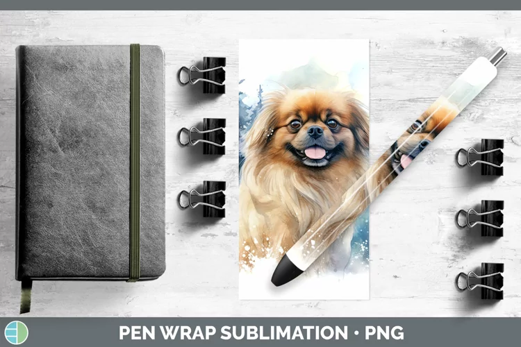 Winter Dogs Pekingese Pen Wrap Sublimation Pen Designs
