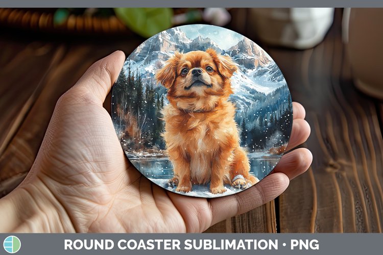 GorgeousWinter Dogs Round Coaster design.