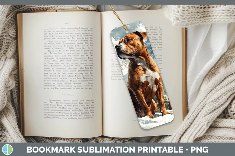 Winter Dogs Pit Bull Bookmark Sublimation Printable Designs