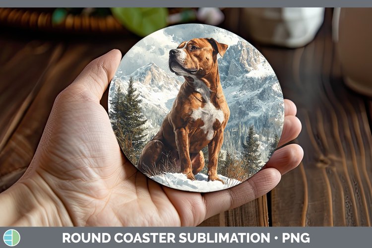 GorgeousWinter Dogs Round Coaster design.