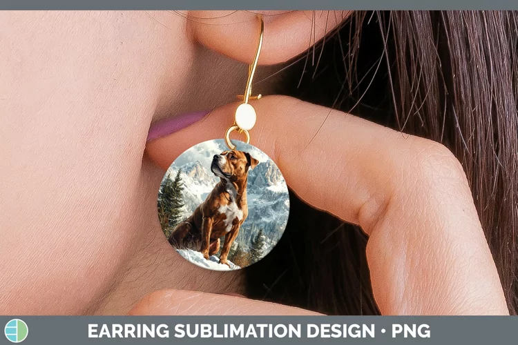Winter Dogs Pit Bull Round Earrings Sublimation Earrings Des