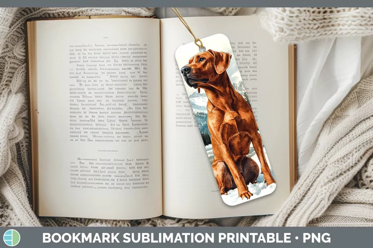 Winter Dogs Rhodesian Ridgeback Bookmark Sublimation Printab