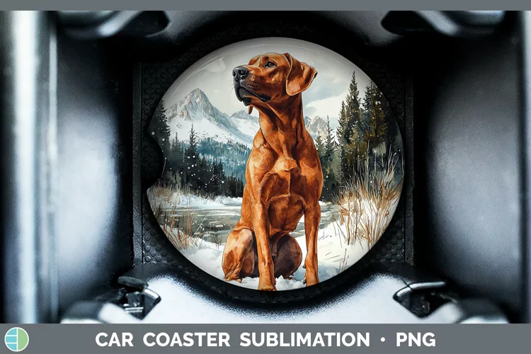Winter Dogs Rhodesian Ridgeback Car Coaster Sublimation Coas