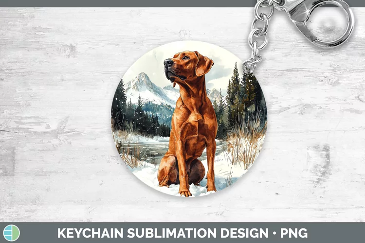 Winter Dogs Rhodesian Ridgeback Keychain Sublimation Keyring
