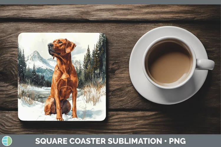 Winter Dogs Rhodesian Ridgeback Square Coaster Sublimation C