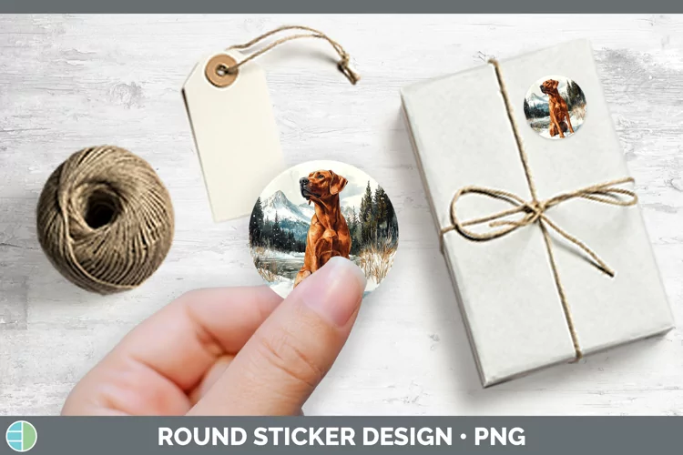 Winter Dogs Rhodesian Ridgeback Stickers | Round Labels Desi