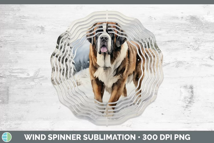 Winter Dogs Saint Bernard Wind Spinner Sublimation Spinner D