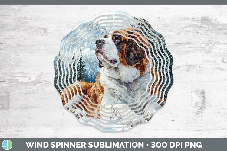 Winter Dogs Saint Bernard Wind Spinner Sublimation Spinner D