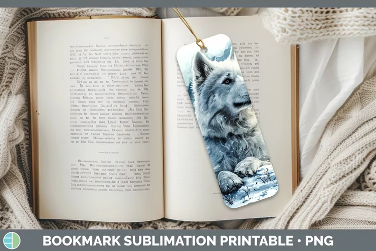Winter Dogs Samoyed Dog Bookmark Sublimation Printable Desig