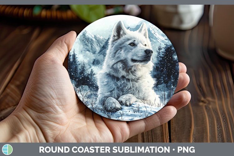 GorgeousWinter Dogs Round Coaster design.