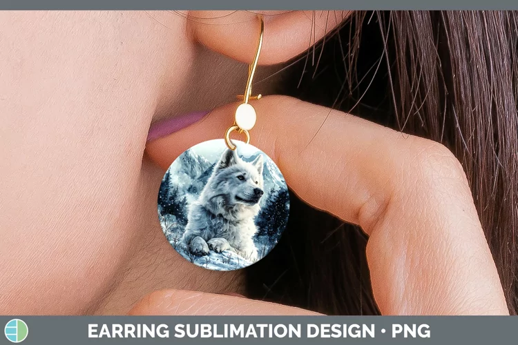 Winter Dogs Samoyed Dog Round Earrings Sublimation Earrings
