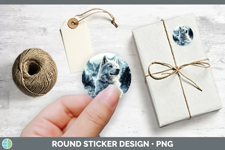 Winter Dogs Samoyed Dog Stickers | Round Labels Designs