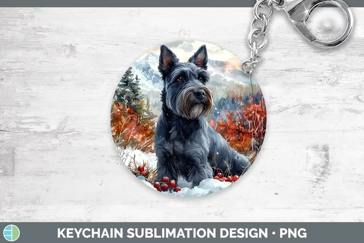 Winter Dogs Scottish Terrier Dog Keychain Sublimation Keyrin