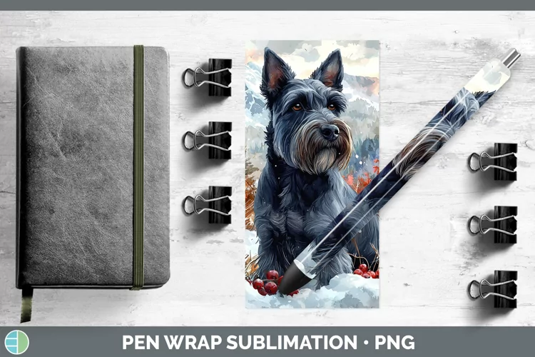 Winter Dogs Scottish Terrier Dog Pen Wrap Sublimation Epoxy