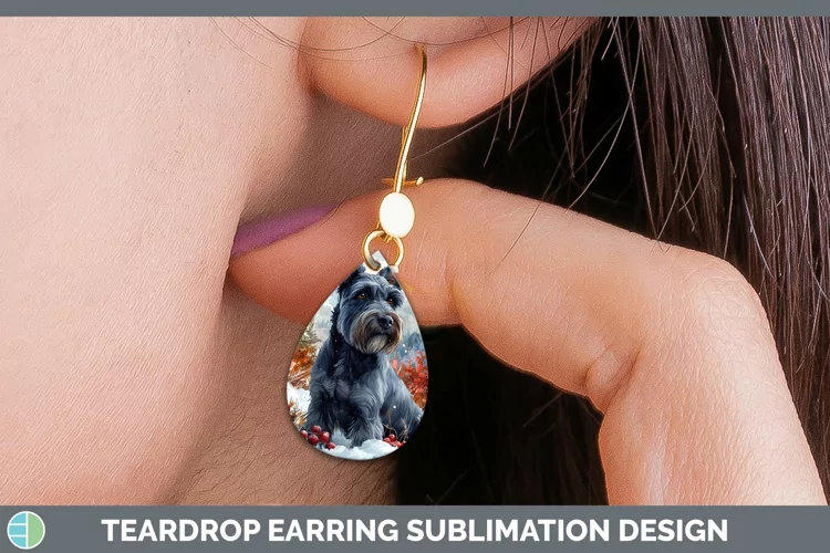 Winter Dogs Scottish Terrier Dog Teardrop Earrings Sublimati