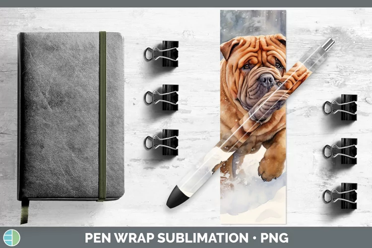 Winter Dogs Shar Pei Pen Wrap Sublimation Pen Designs