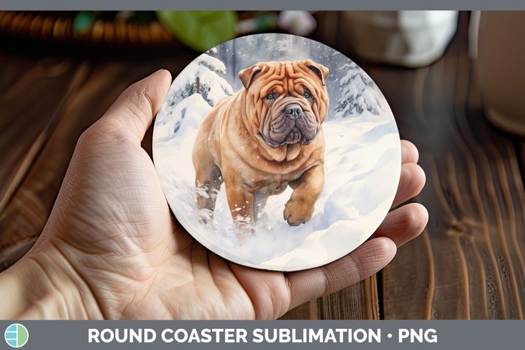 GorgeousWinter Dogs Round Coaster design.