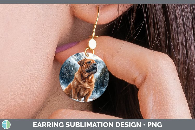 GorgeousWinter Dogs Round Earrings design.