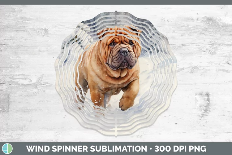 Winter Dogs Shar Pei Wind Spinner Sublimation Spinner Design