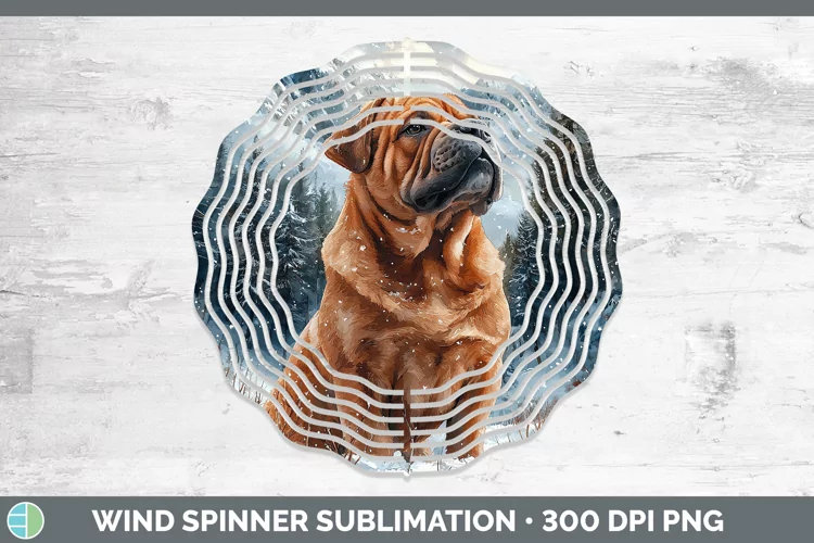 Winter Dogs Shar Pei Wind Spinner Sublimation Spinner Design