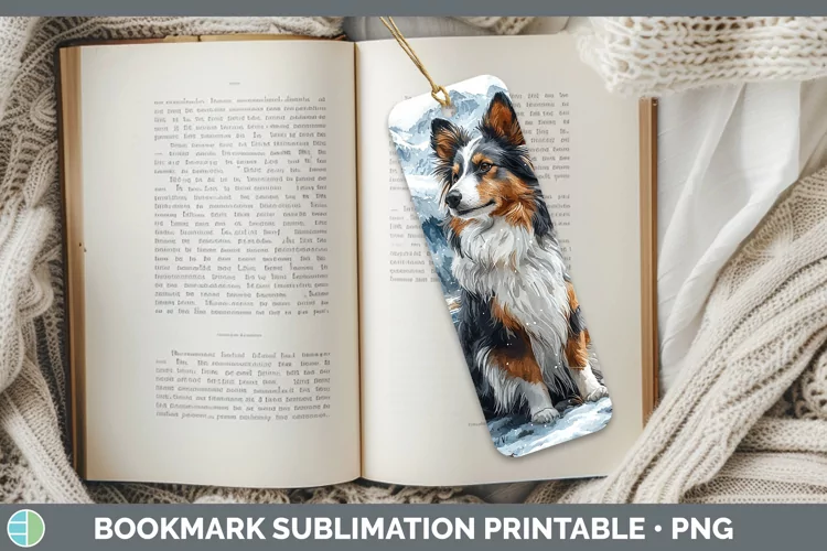 Winter Dogs Shetland Sheepdog Bookmark Sublimation Printable