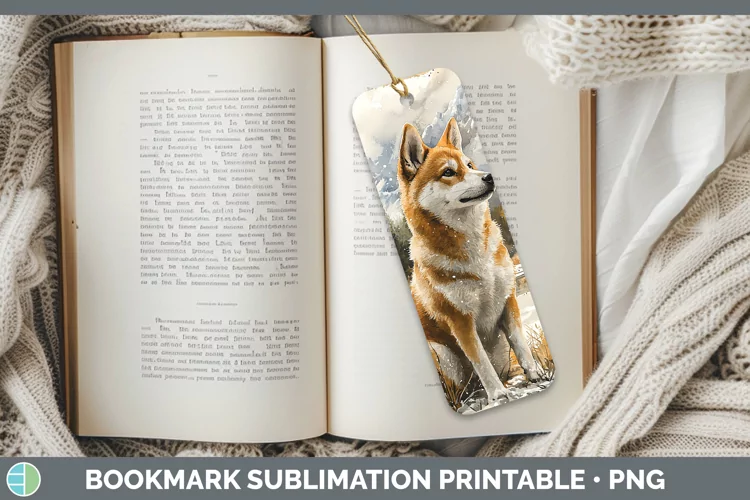 Winter Dogs Shiba Inu Bookmark Sublimation Printable Designs
