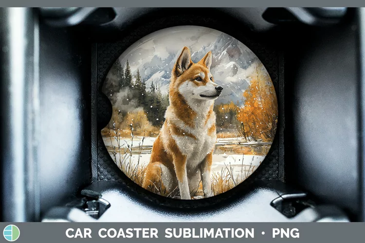 Winter Dogs Shiba Inu Car Coaster Sublimation Coaster Design