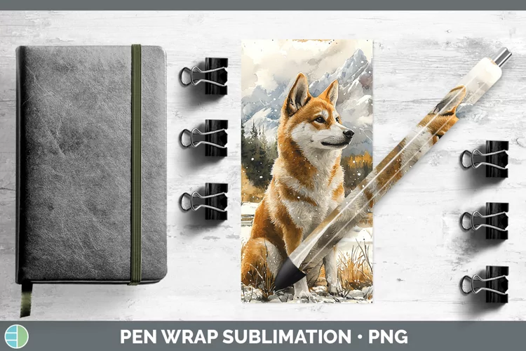 Winter Dogs Shiba Inu Pen Wrap Sublimation Epoxy Pen Designs