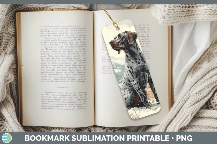 Winter Dogs Shorthaired Pointer Bookmark Sublimation Printab
