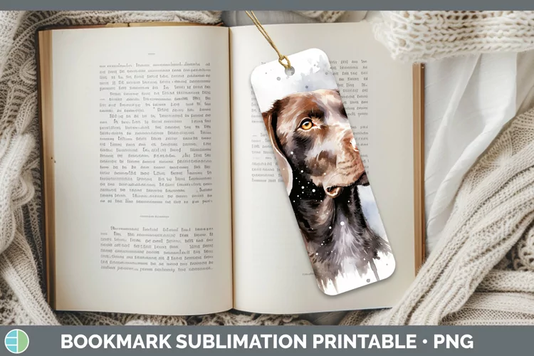 Winter Dogs Shorthaired Pointer Bookmark Sublimation Printab