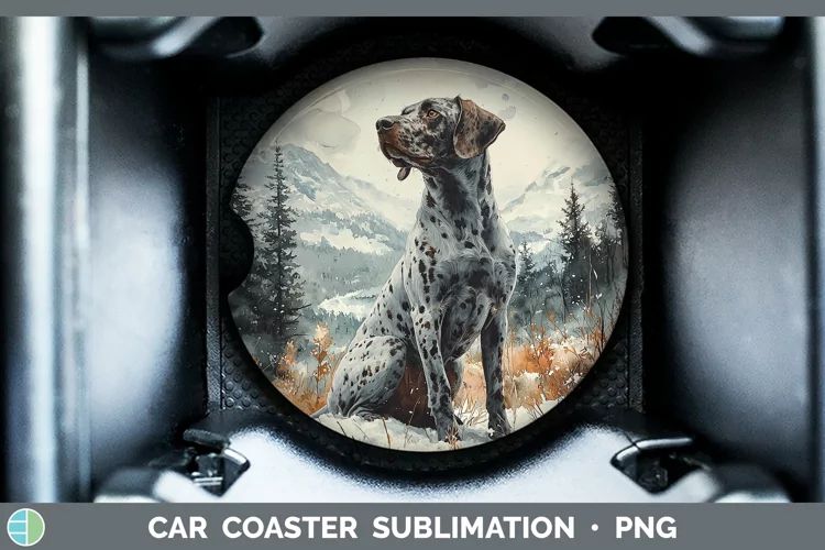 Winter Dogs Shorthaired Pointer Car Coaster Sublimation Coas