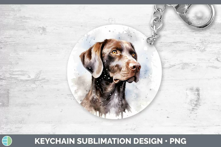 Winter Dogs Shorthaired Pointer Keychain Sublimation Keyring